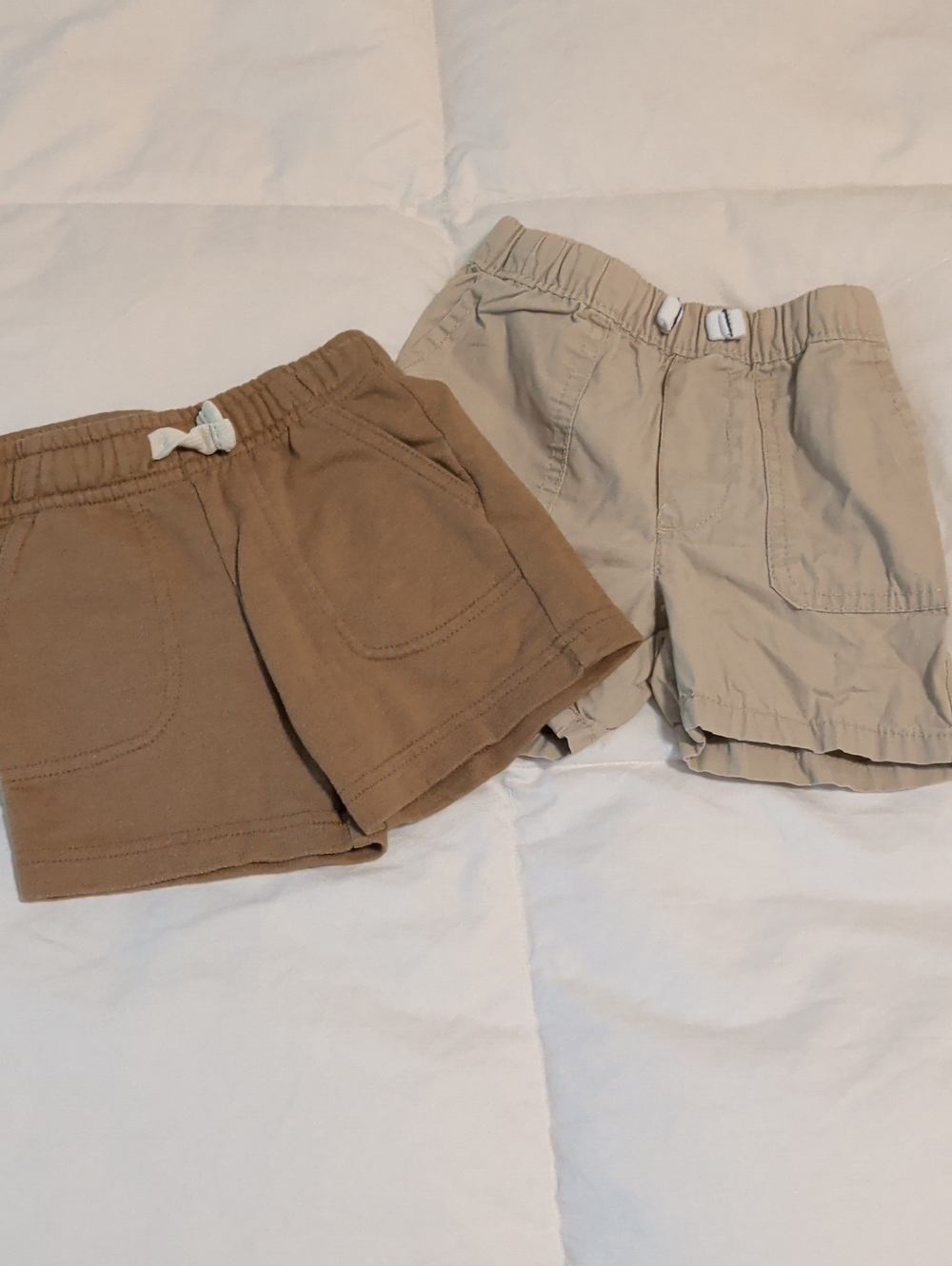 Kids Neutral Brown & Khaki Shorts Duo - Elastic Waist